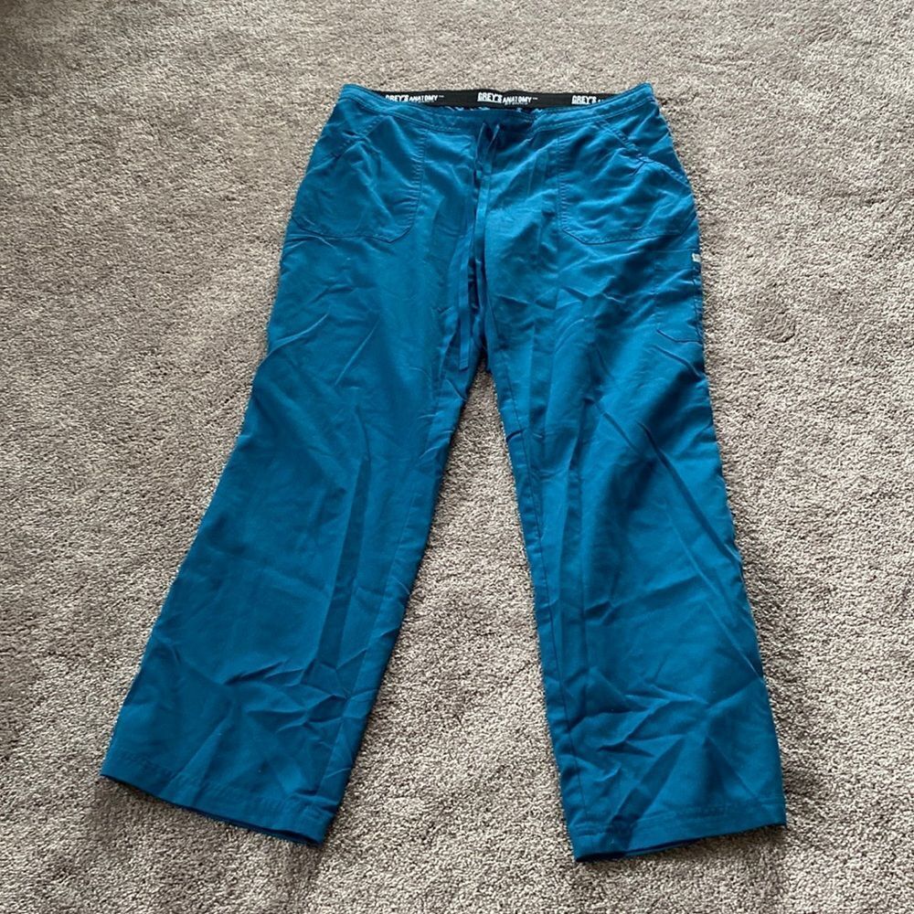 Grey’s Anatomy Teal Drawstring Scrub Pants SIZE L Straight Leg Uniform Bottoms